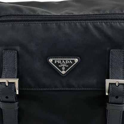 PRADA Tessuto Triangle Logo Shoulder bag Black Vintage t2gb5a