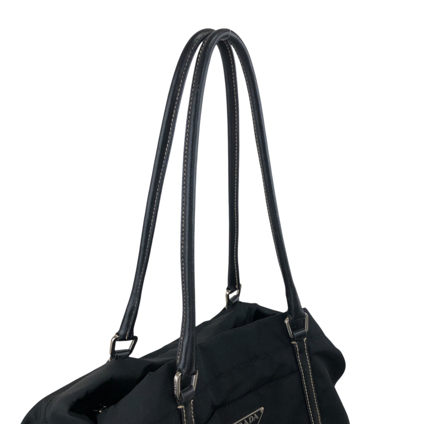 PRADA Tessuto Triangle Logo Totebag Black Vintage 7waabg