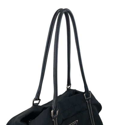 PRADA Tessuto Triangle Logo Totebag Black Vintage 7waabg