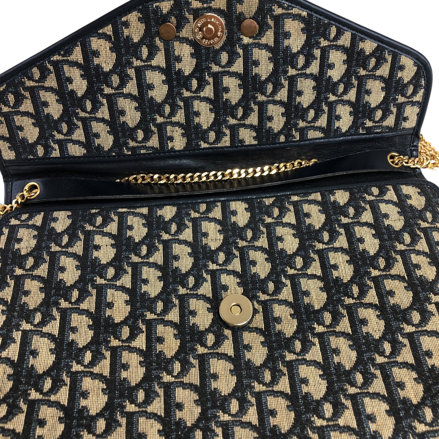 Christian Dior Trotter 鏈條單肩包 海軍藍 復古 gex65u