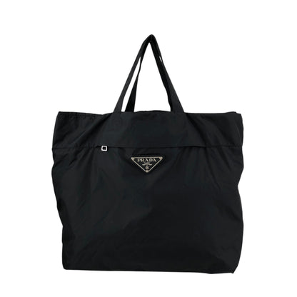 PRADA Tessuto Triangle Logo Handbag Totebag Black Vintage txv6yu