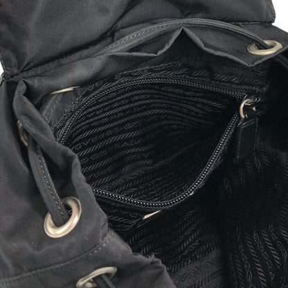 PRADA Tessuto Triangle Logo Double Pocket Backpack Black Vintage hspzjr