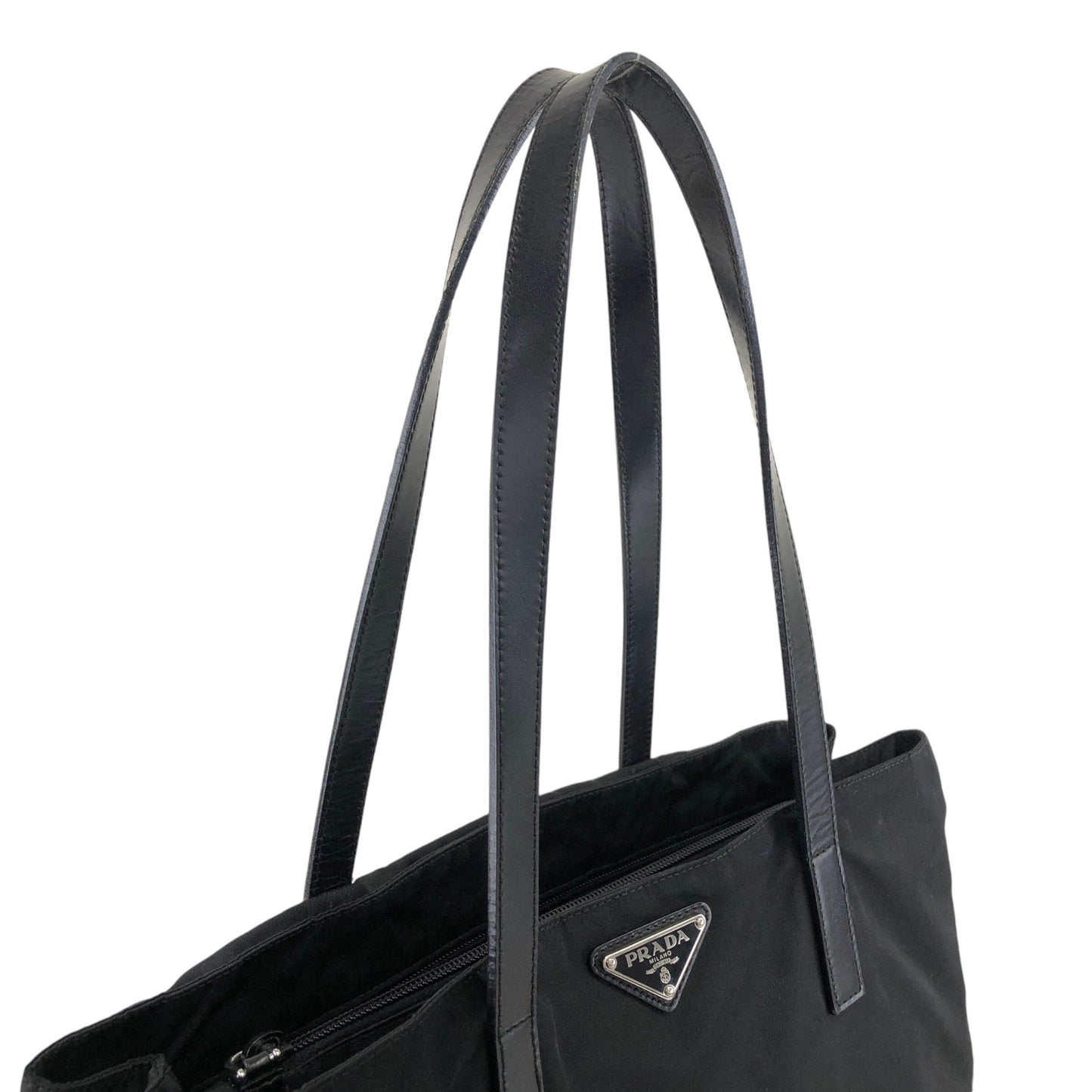 PRADA Triangle Logo Shoulder bag Totebag Black Vintage sub6jt