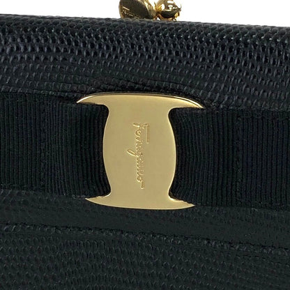 Salvatore Ferragamo Logo Trifold Wallet Black Vintage vktnxv