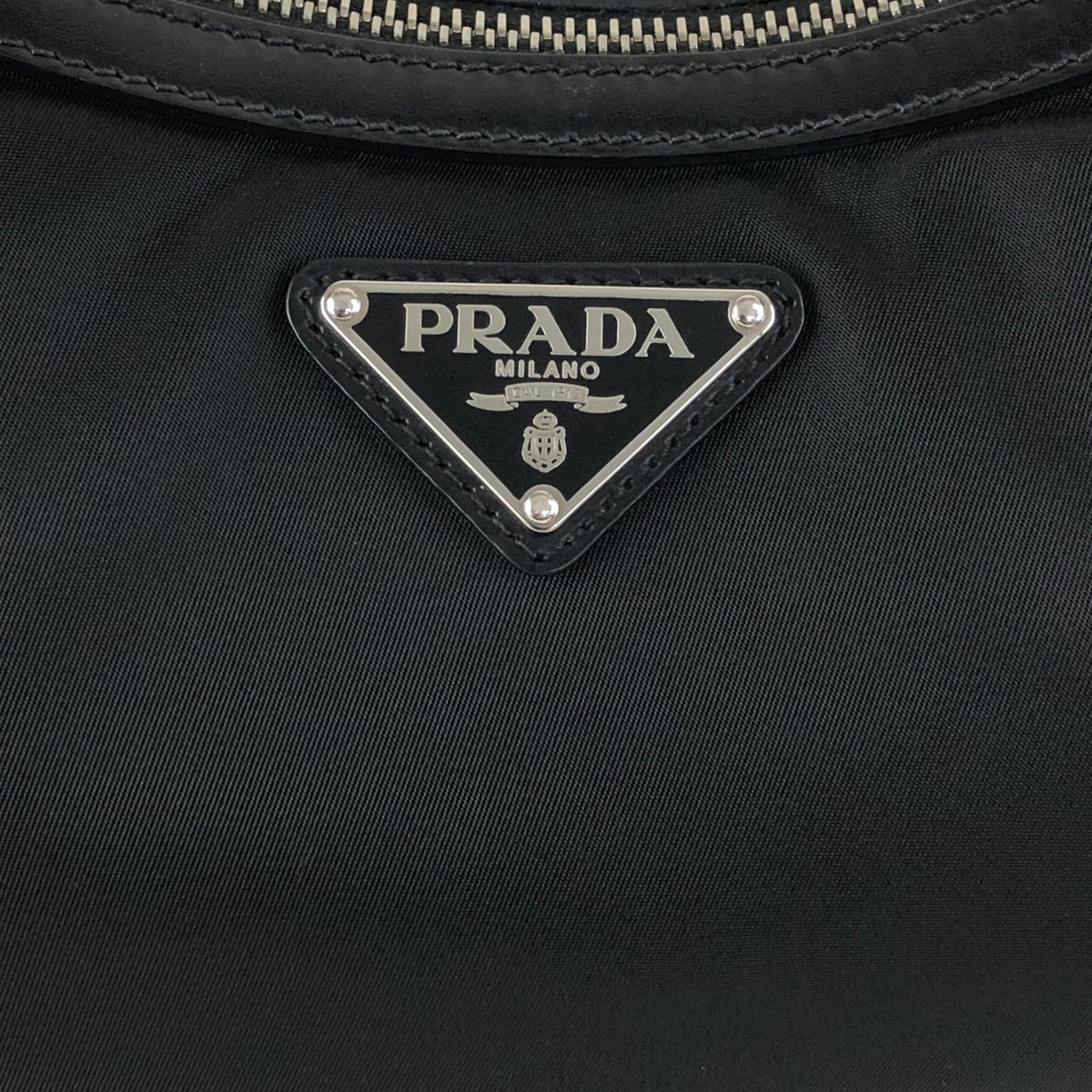 PRADA Triangle Logo Shoulder bag Hobobag Black Vintage cpgmii