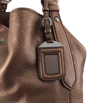 PRADA Logo Shoulder bag Hobobag Brown Vintage ufndas
