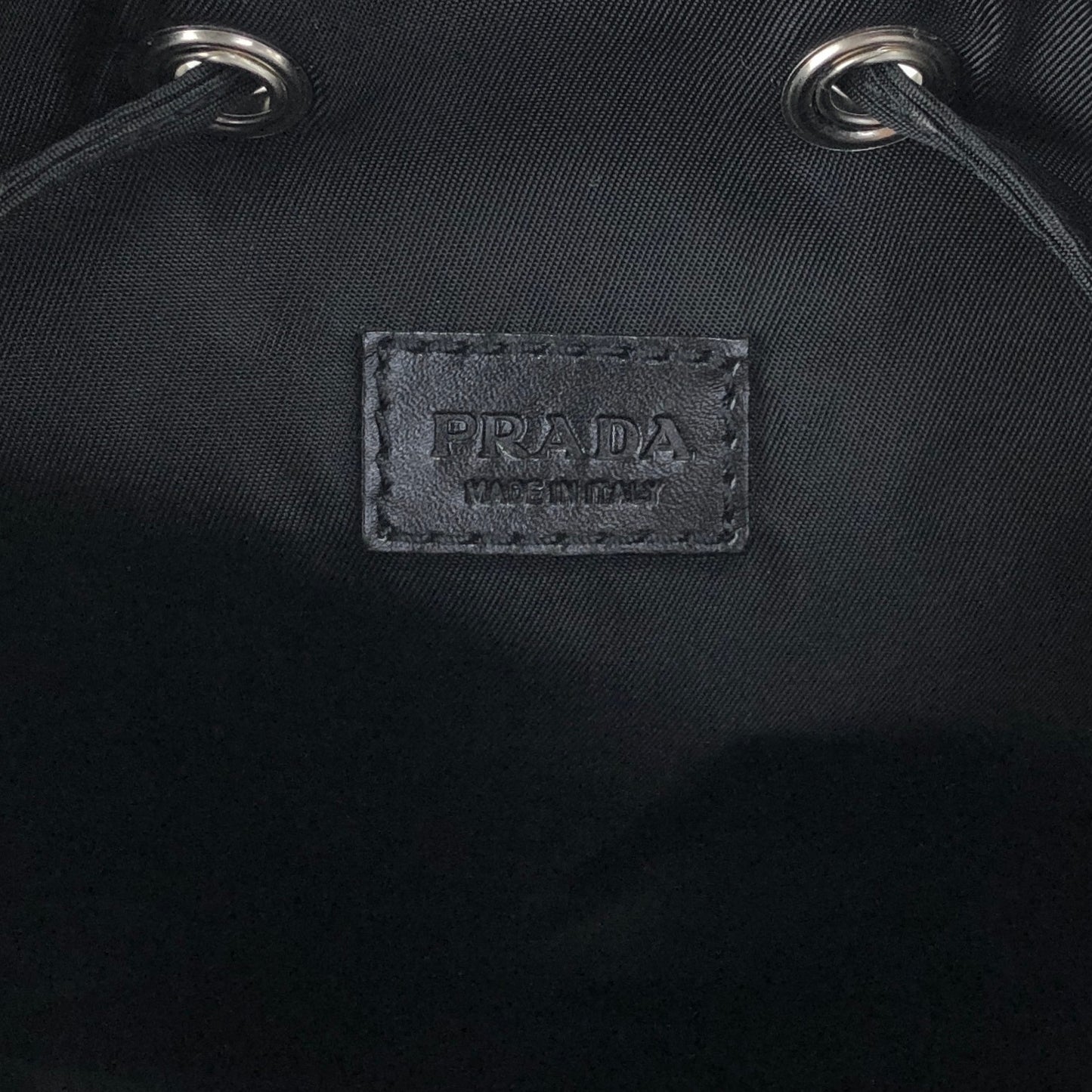 PRADA Tessuto Triangle Logo Drawstring Small Handbag Black Vintage bebvsv