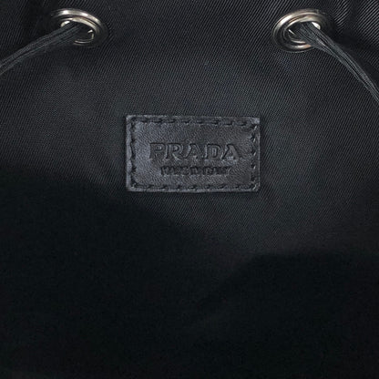 PRADA Tessuto Triangle Logo Drawstring Small Handbag Black Vintage bebvsv
