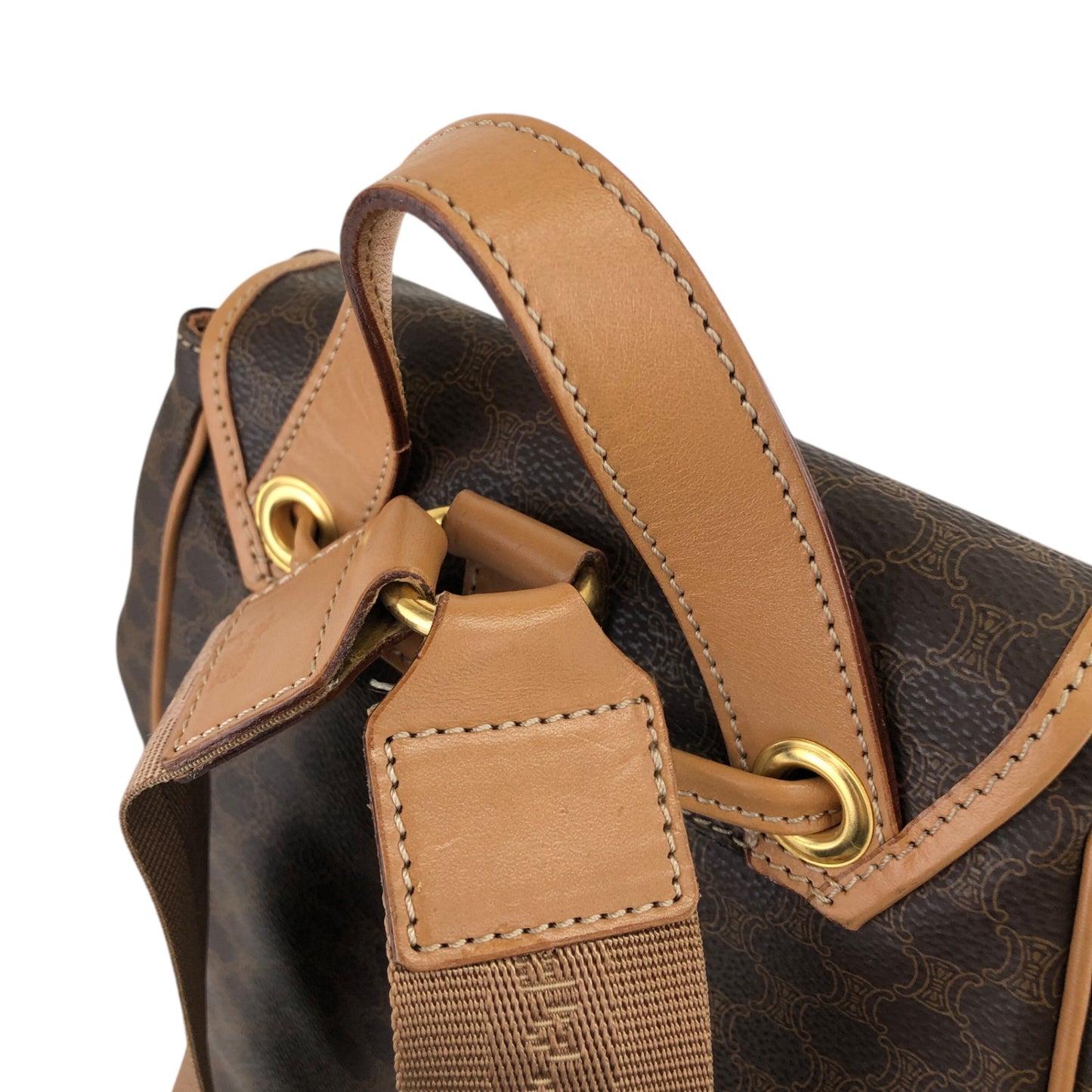 CELINE Macadam Gancini Backpack Brown Vintage x8u3v3