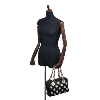 PRADA Logo Chain Handbag Black Vintage iubjy2