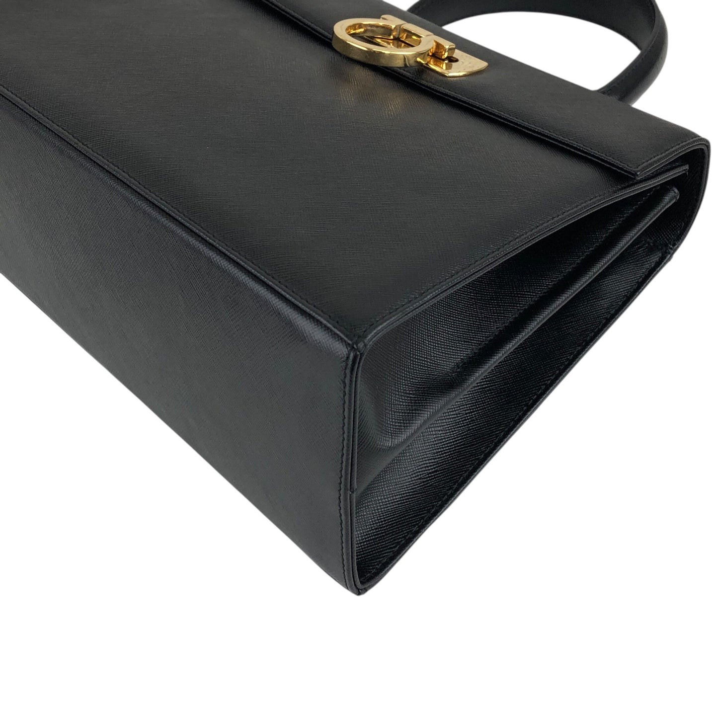 Salvatore Ferragamo Gancini Two-way Handbag Shoulder bag Black Vintage 67icsp