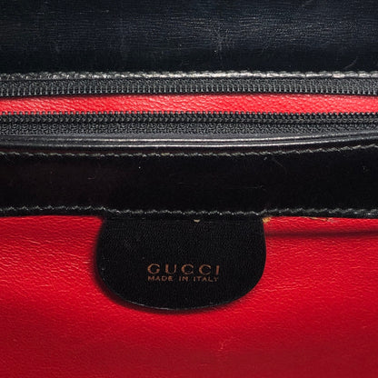 GUCCI Logo Handbag Vanity bag Black Vintage aitdmr