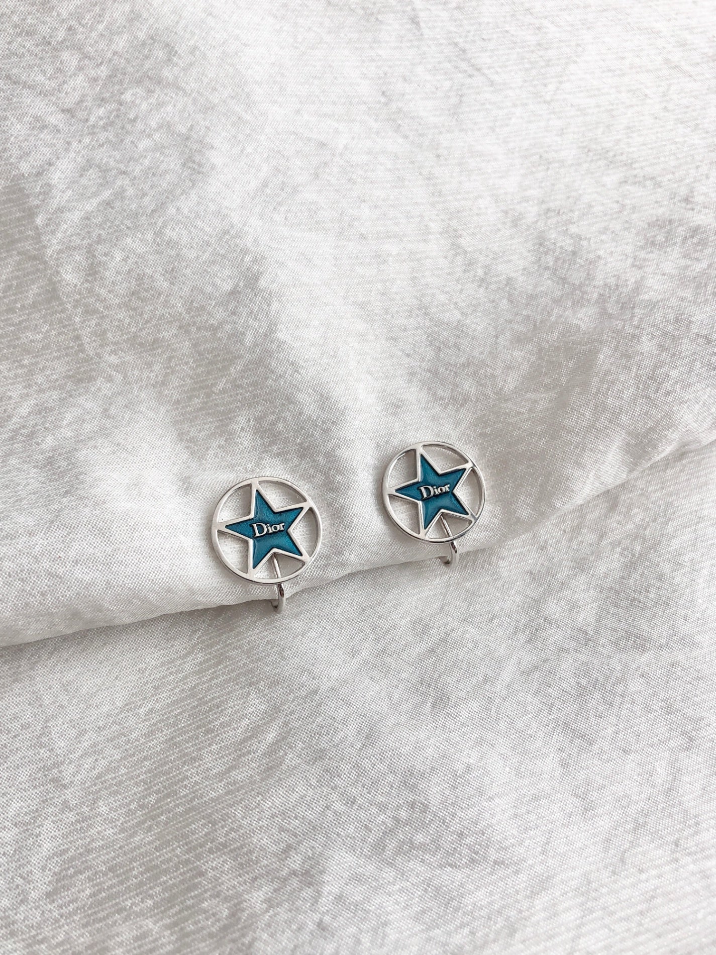Christian Dior Logo Earrings Silver Vintage dun6w3