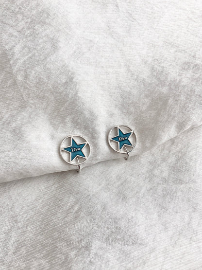 Christian Dior Logo Earrings Silver Vintage dun6w3