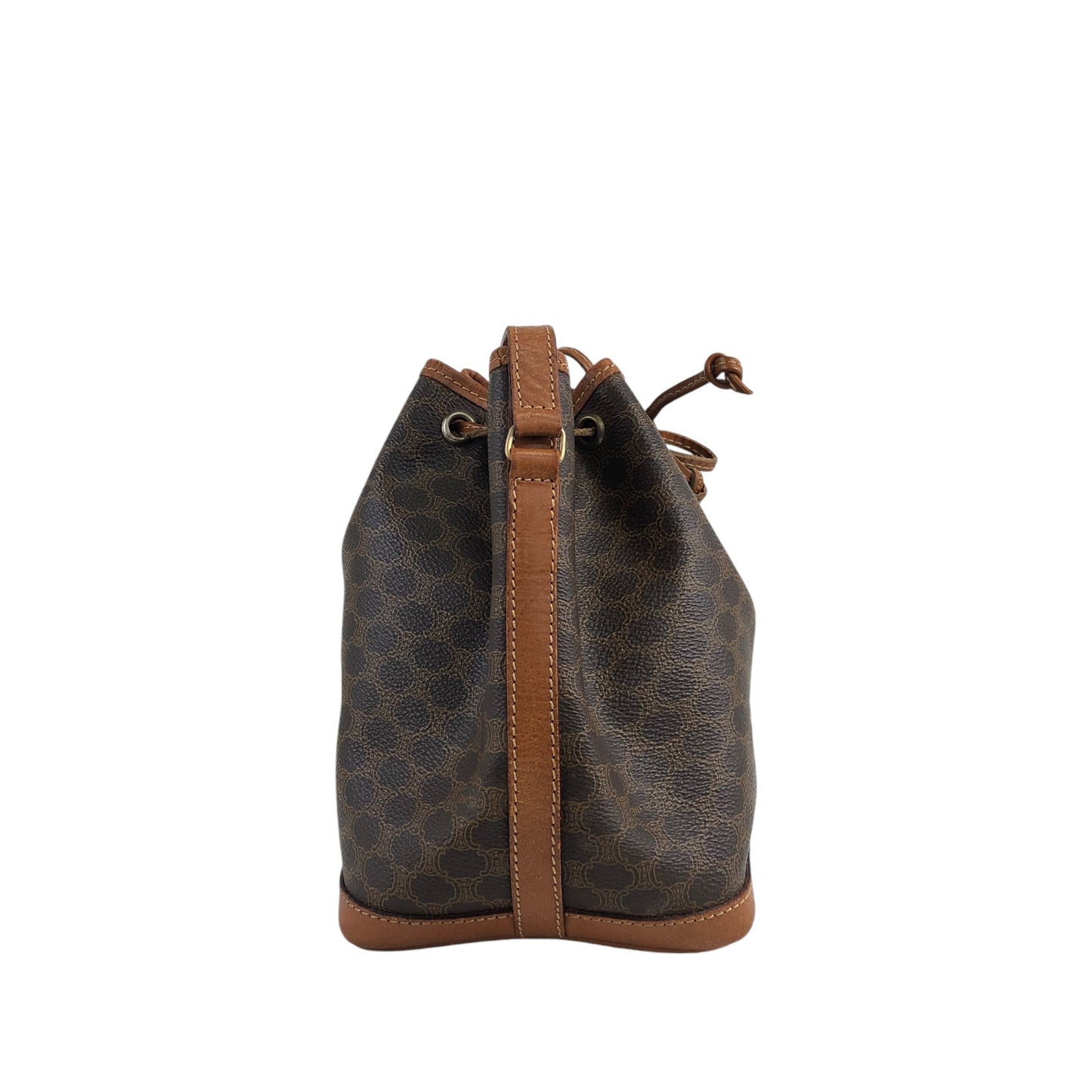 CELINE Macadam Blason Drawstring Small Shoulder bag Brown Vintage 6z2wx2