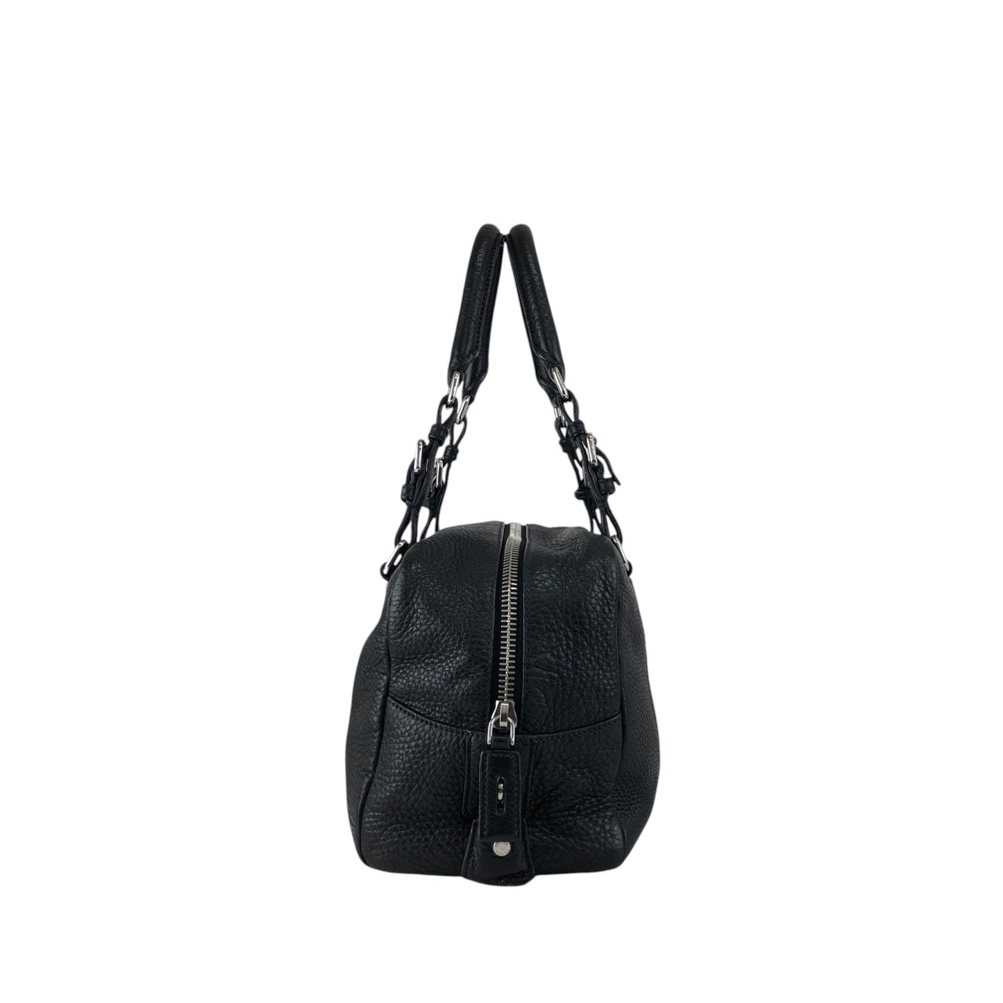 PRADA Logo Embossed Small Boston bag Handbag Black Vintage 2nb76v