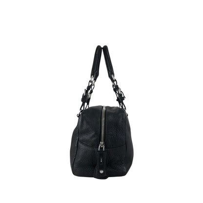 PRADA Logo Embossed Small Boston bag Handbag Black Vintage 2nb76v
