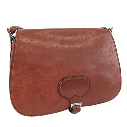 PRADA Logo Front Buckle  Shoulder bag Brown Vintage rhwnn2