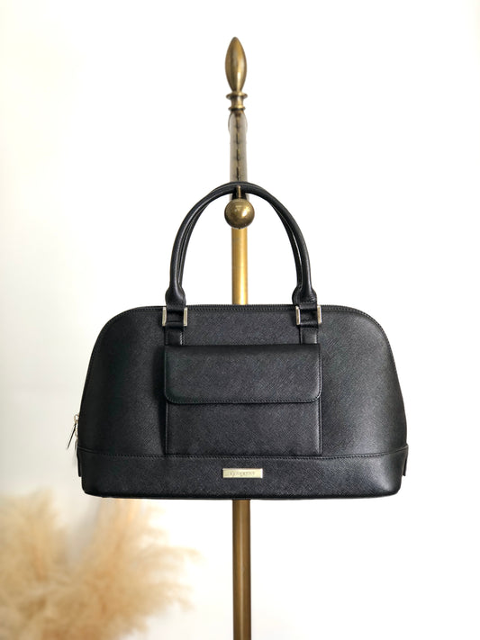 BURBERRY Front Pocket Handbag Black Vintage h2h7ny