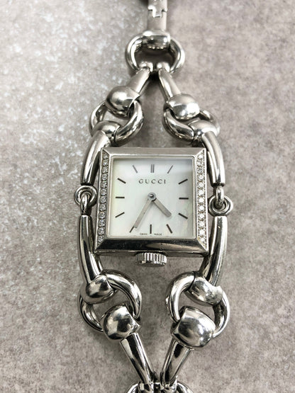 GUCCI Rhinestone Watch Silver Vintage ag4iia