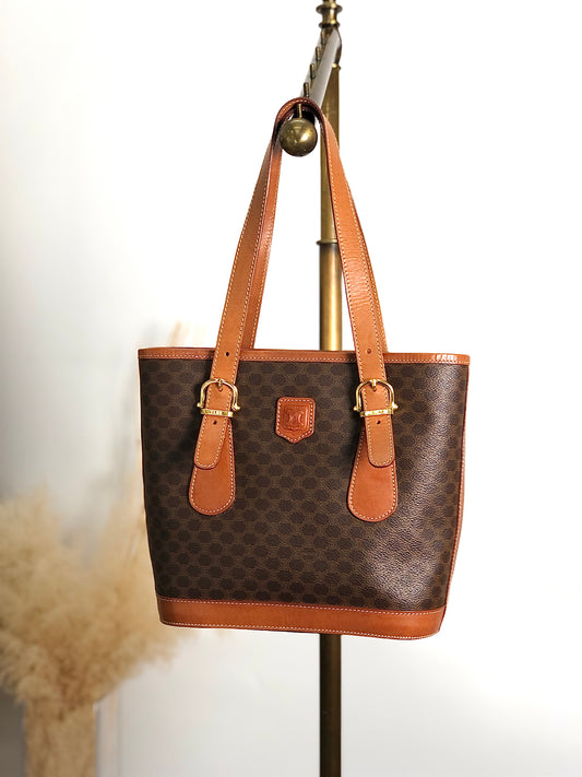 CELINE Macadam Blason Shoulder bag Totebag Brown Vintage zejwrz