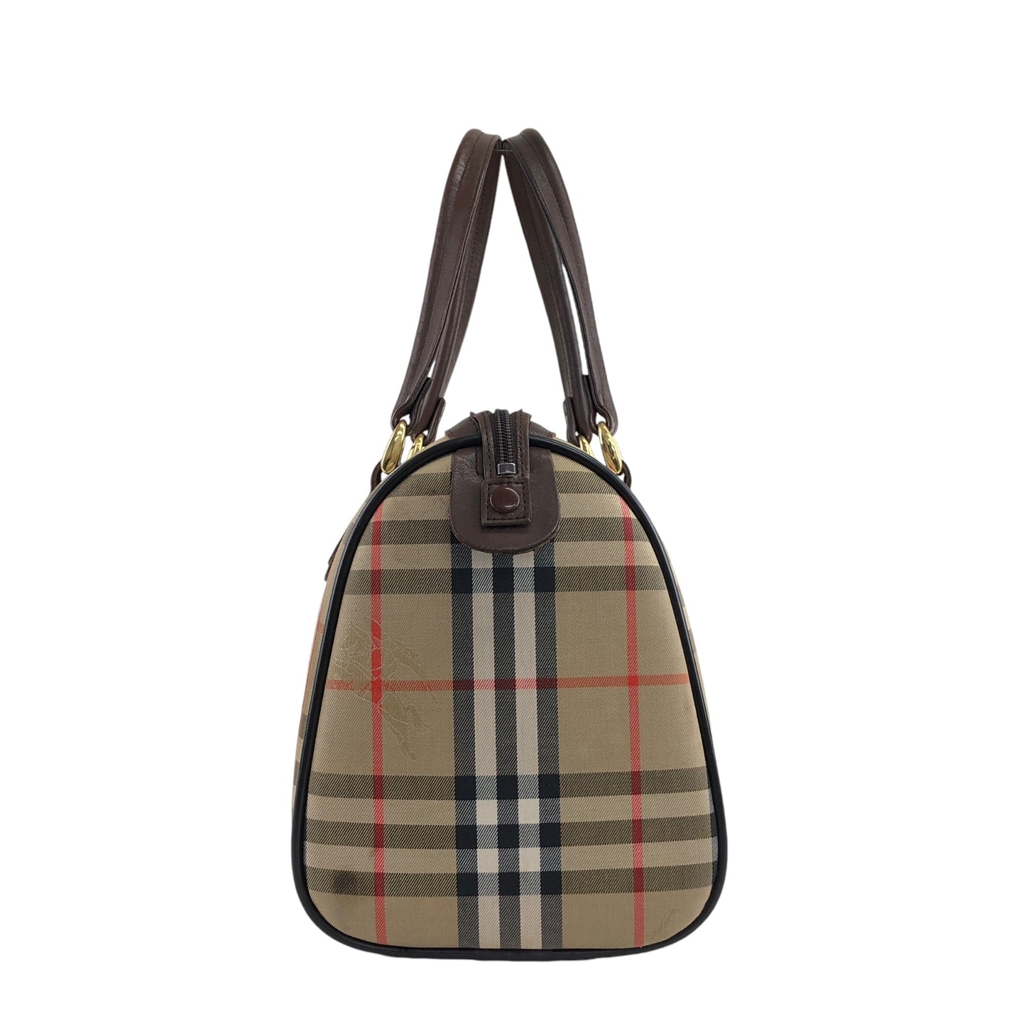 BURBERRY Classic Check Logo Handbag Boston bag Beige Vintage p2ptmi