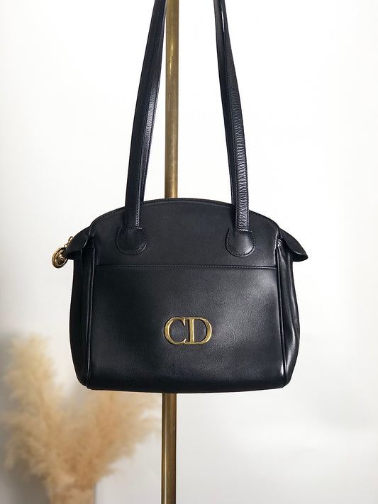 Christian Dior CD Logo Shoulder bag Black Vintage 73xp73