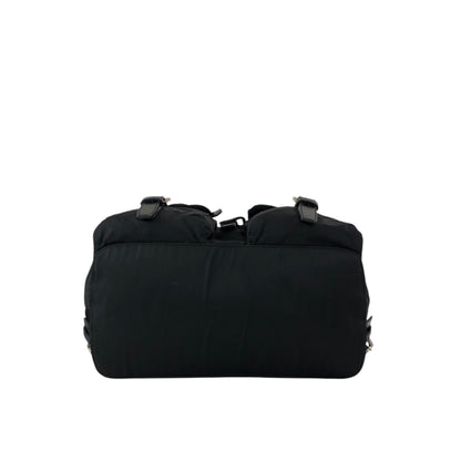 PRADA Tessuto Triangle Logo Double Pocket Backpack Black Vintage vsidzm