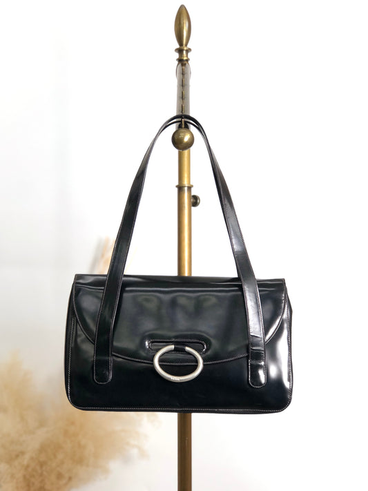 PRADA Logo Handbag Black Vintage 5yawfv