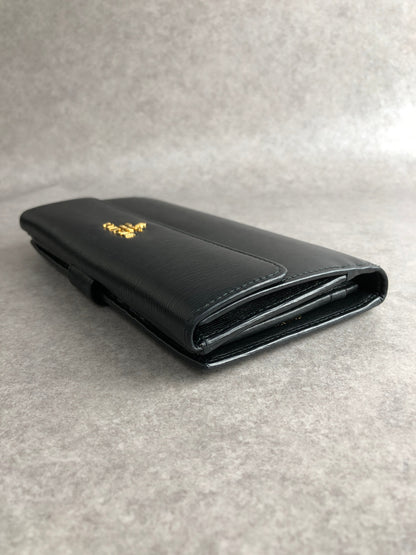 PRADA Logo Long Wallet Black Vintage yvkvsz