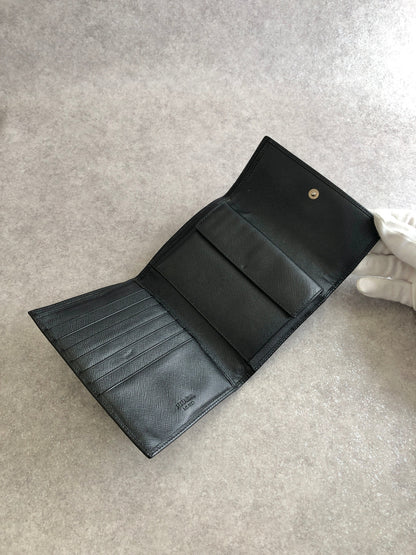 PRADA Triangle Logo Folded Wallet Black Vintage kng86t