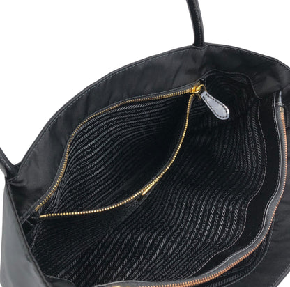 PRADA Tessuto Logo Handbag Black Vintage cmchvi