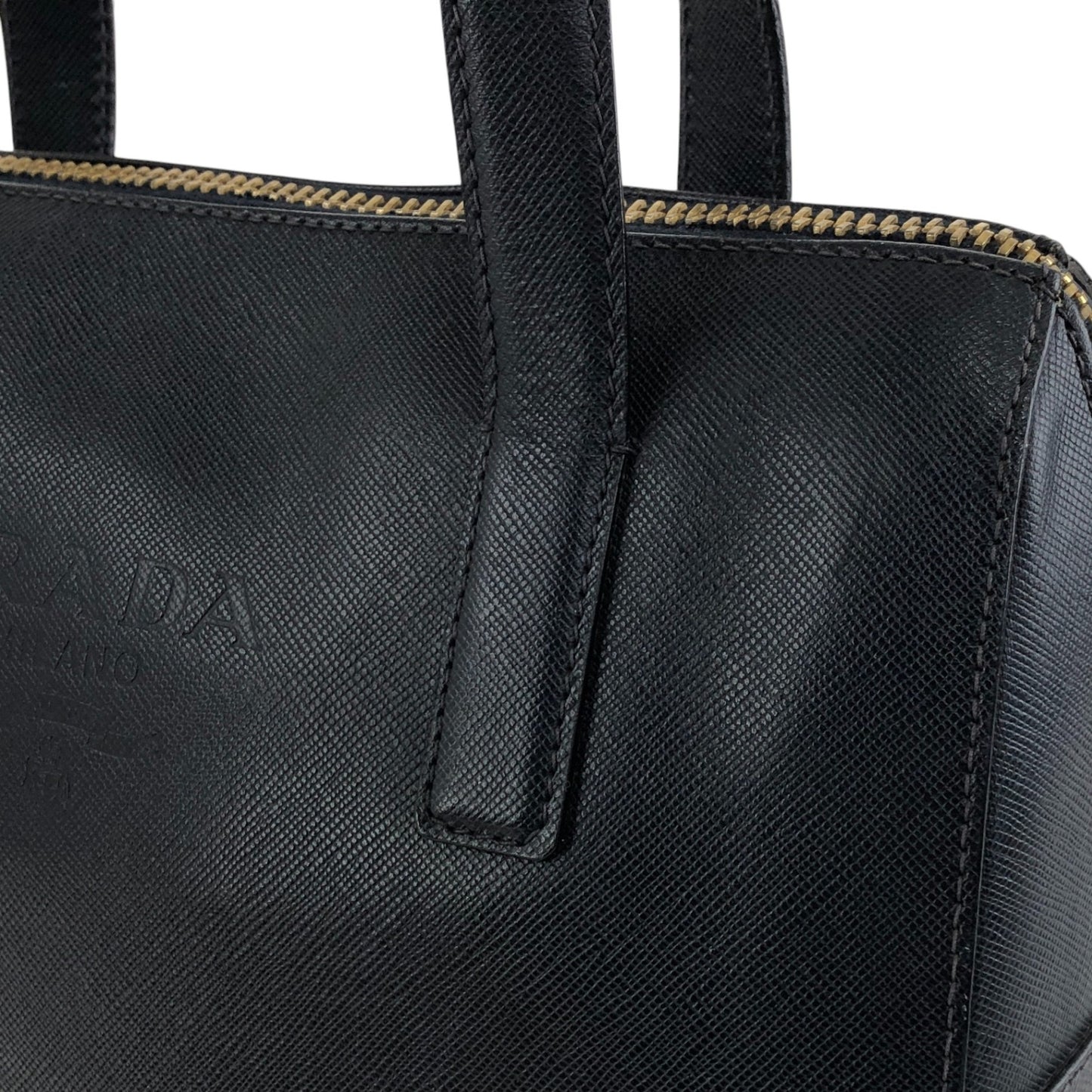 PRADA Logo Embossed Padlock Handbag Navy Vintage w43cew