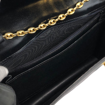 CELINE Triomphe Chain Shoulder bag Black Vintage hd5spn