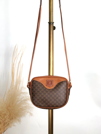CELINE Macadam Blason Shoulder bag Brown Vintage ebzayc