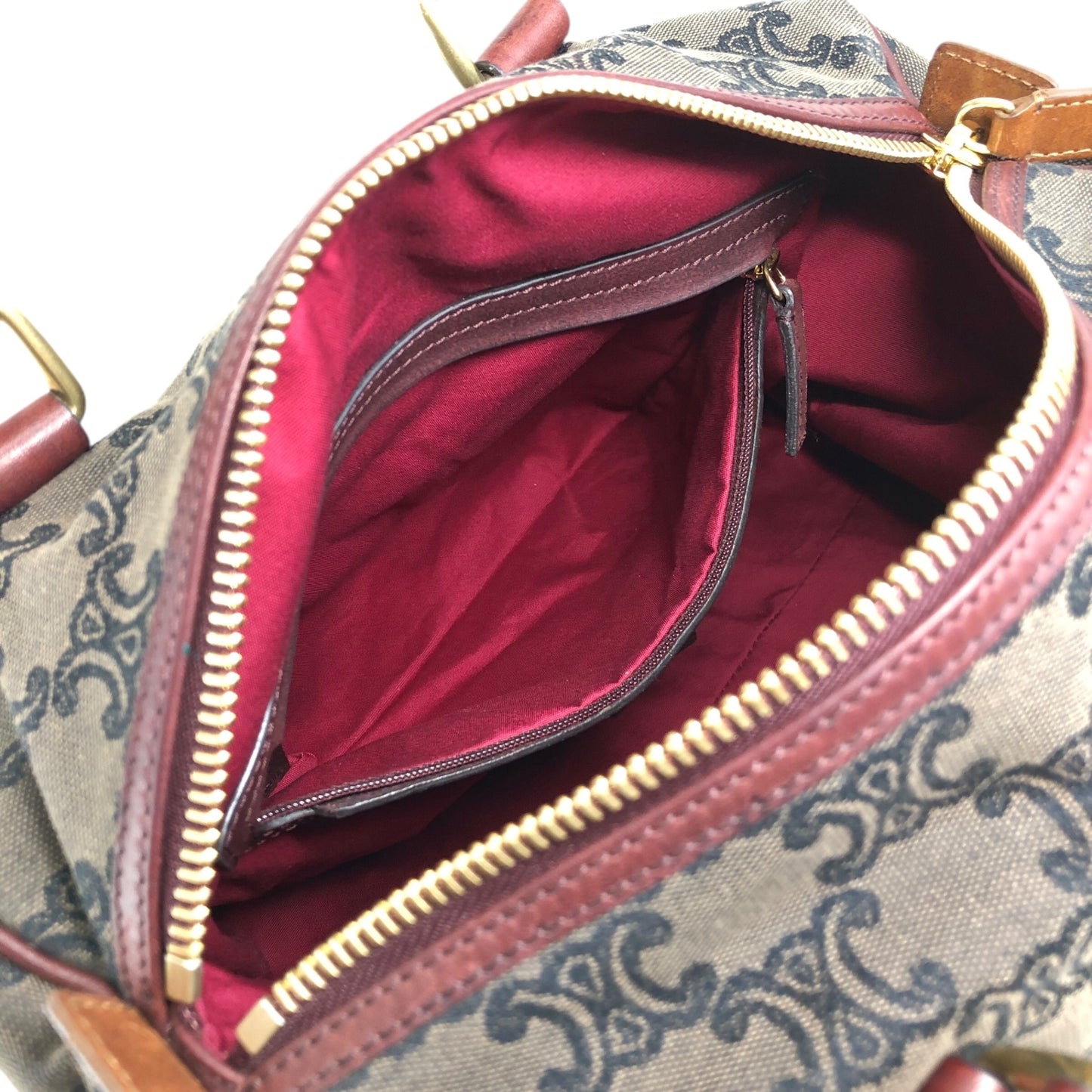 CELINE Triomphe Drawstring Handbag Shoulder bag Gray Vintage kpbwrw