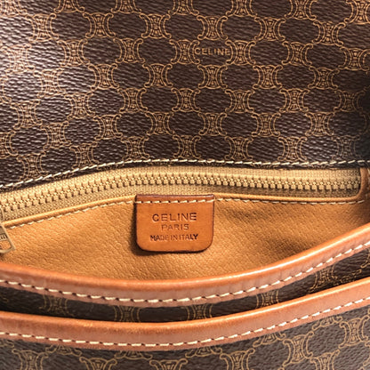 CELINE Macadam Blason Front Buckle Shoulder bag Brown Vintage ketsrv