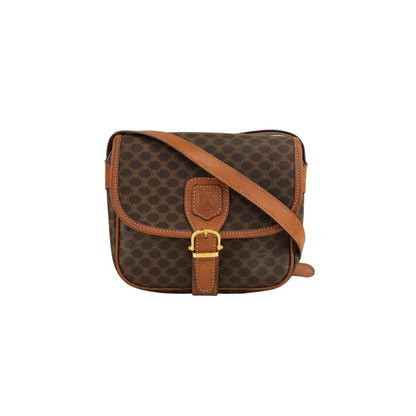 CELINE Macadam Blason Front Buckle Shoulder bag Brown Vintage bk3xcz