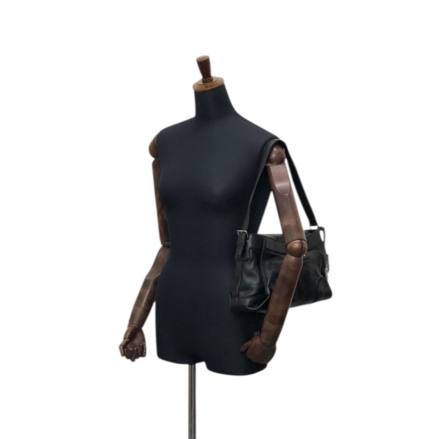 CELINE Horse Carriage Shoulder bag Black Vintage 6inwsp