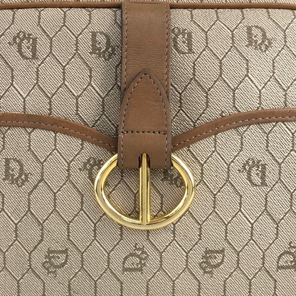 Christian Dior Honeycomb Pattern CD Logo Shoulder bag Beige Vintage 4axxsb