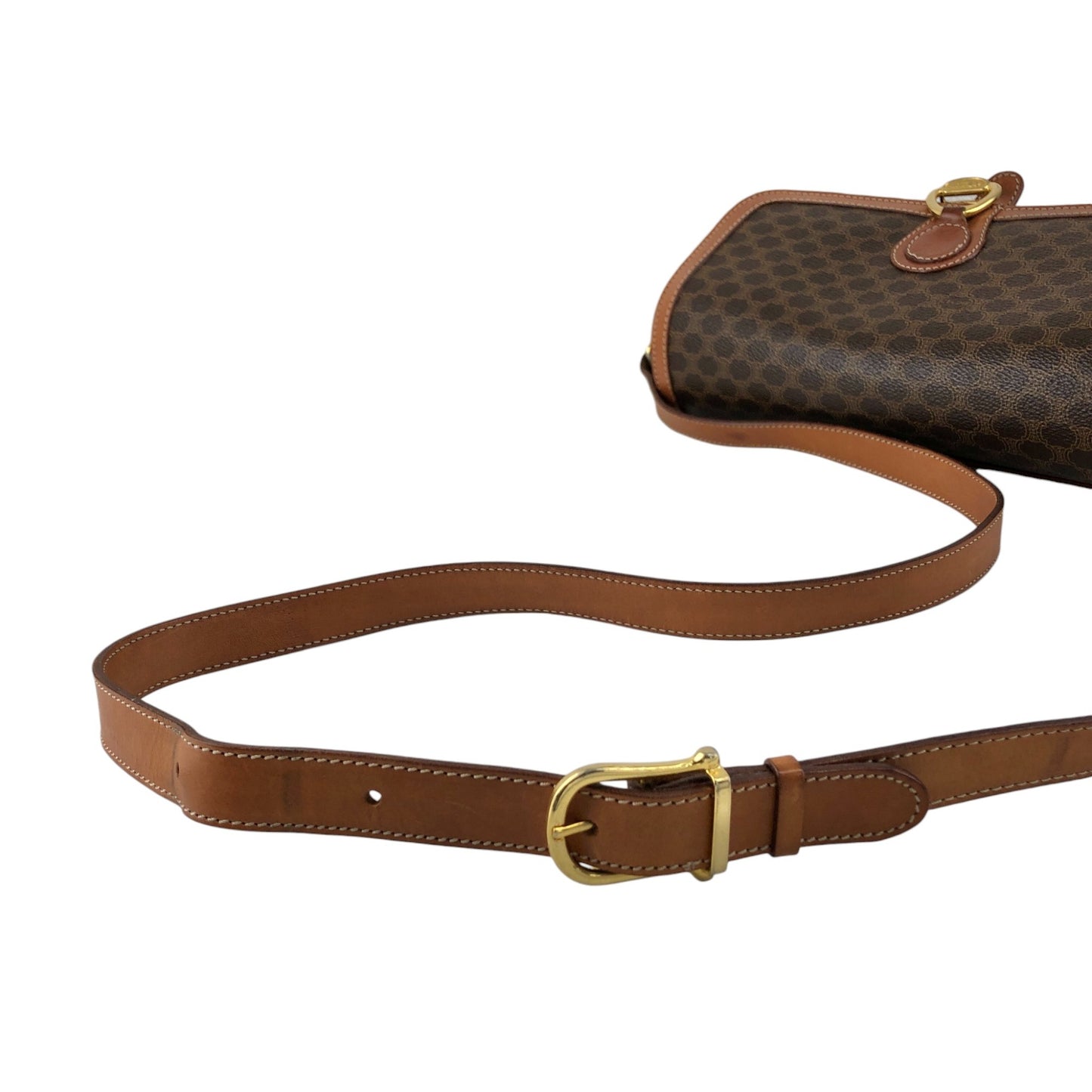 CELINE Macadam Horseshoe Shoulder bag Brown Vintage pep636