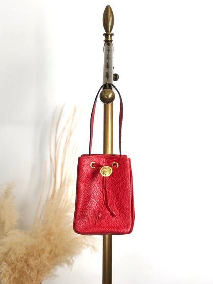 Christian Dior CD Logo Drawstring Small Handbag Red Vintage 46ensx