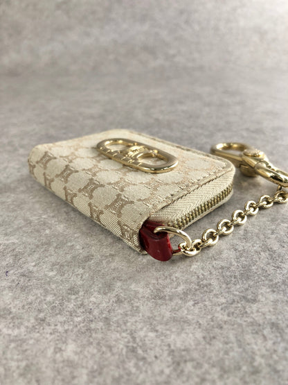 CELINE Triomphe Blason Coin Purse Beige Vintage nrkpks