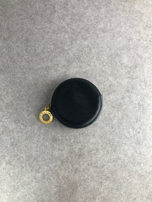 CELINE Circle Logo Coin Purse Black Vintage n7ez3e