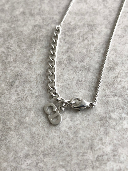 Christian Dior Logo Motif Necklace Silver Vintage fpadj8