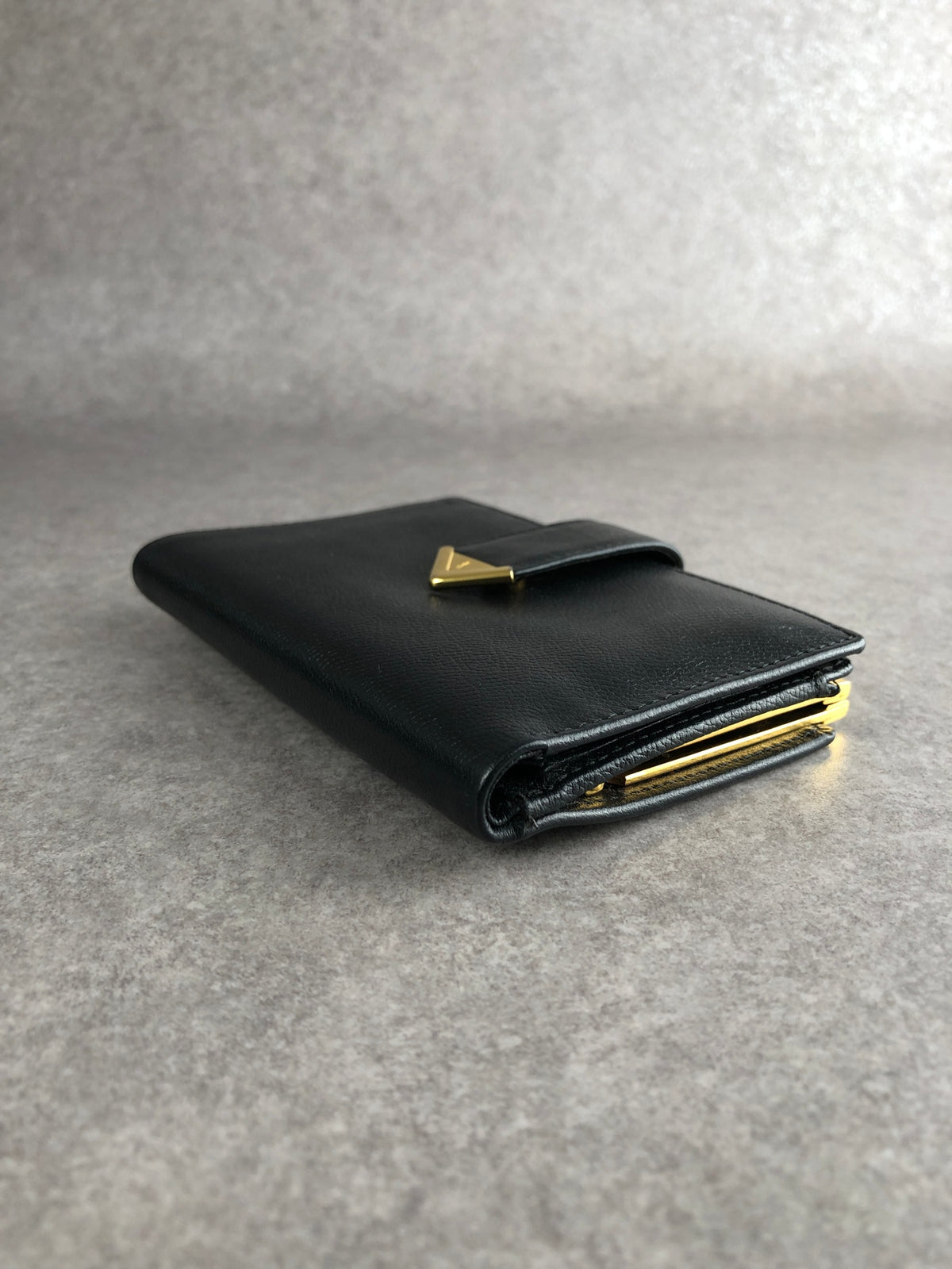 Yves Saint Laurent YSL Logo Folded Wallet Black Vintage 8mt2m4