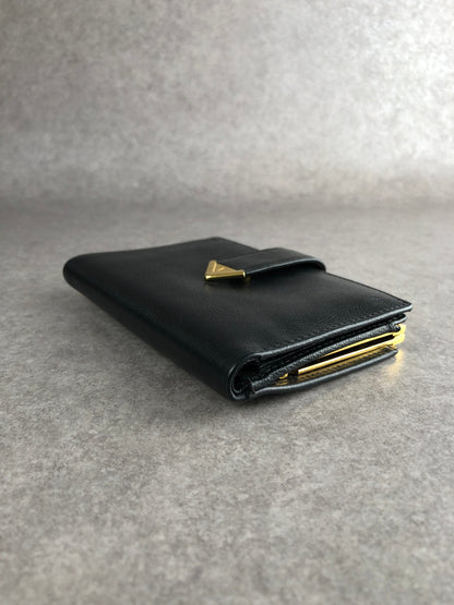 Yves Saint Laurent YSL Logo Folded Wallet Black Vintage 8mt2m4