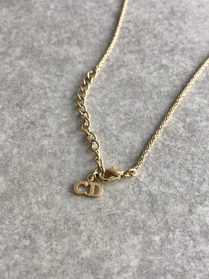 Christian Dior CD Logo Necklace Gold Vintage vhi2zs