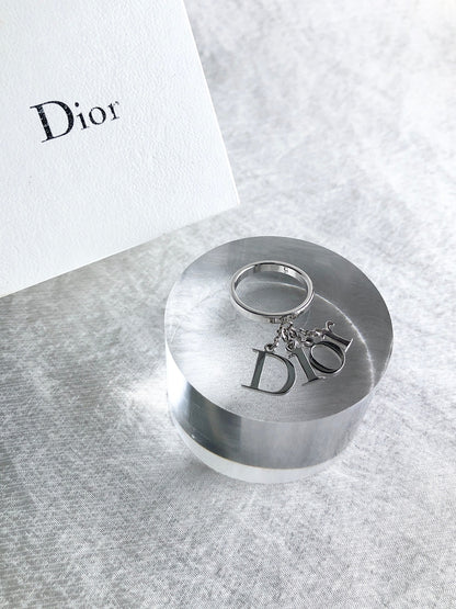 Christian Dior Logo Charm Ring Silver Vintage enmvv4