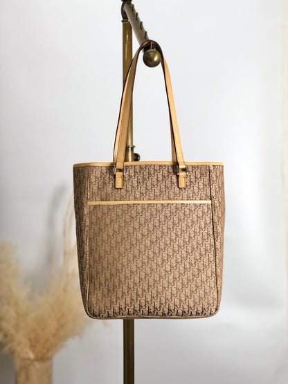 Christian Dior Trotter Handbag Totebag Beige Vintage tniizt